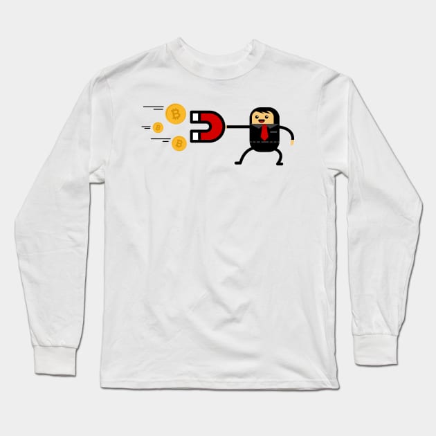 Bitcoin Magnet Long Sleeve T-Shirt by erwinwira